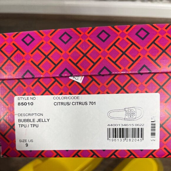 TORY BURCH Bubble Jelly Slides in Citrus Yellow Sz 9 NIB - Picture 5 of 5